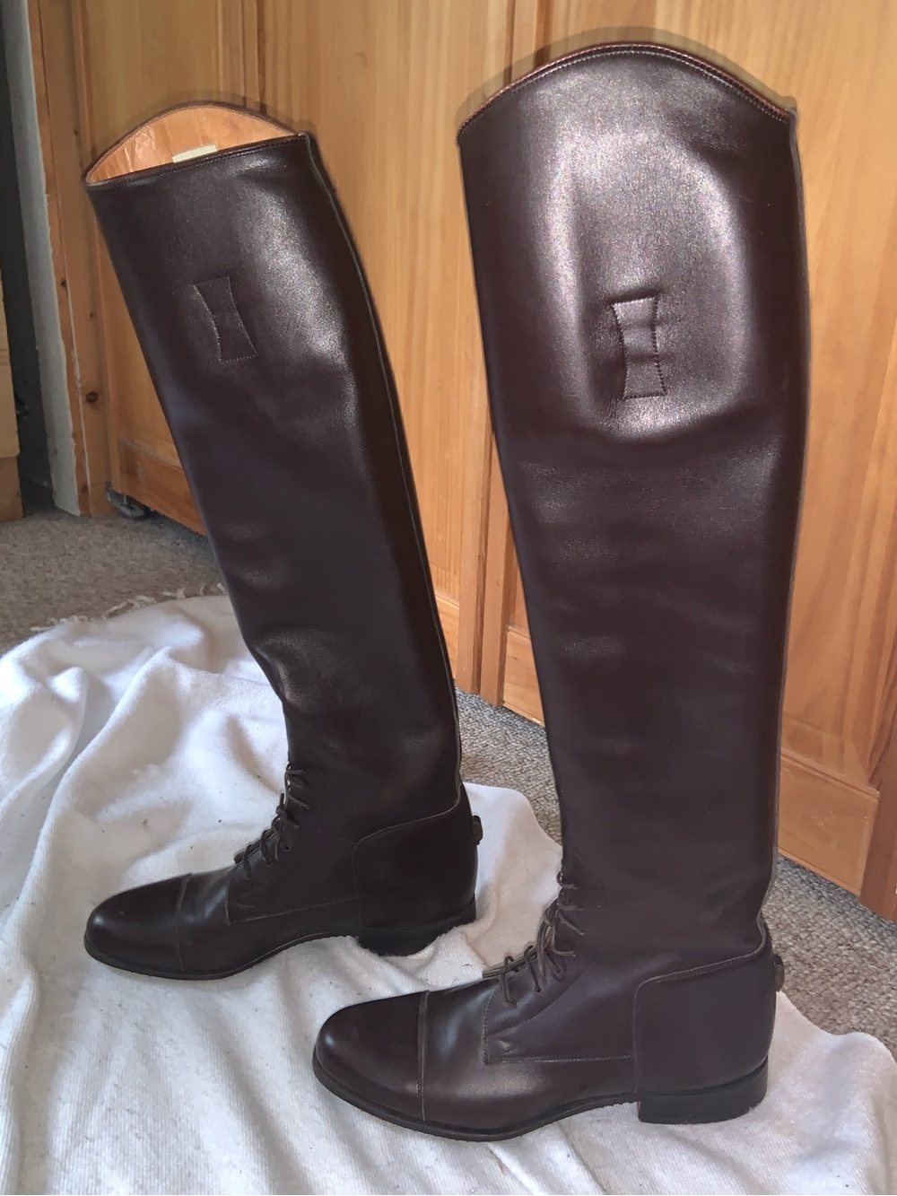 VOGEL BROWN CUSTOM TALL ENGLISH FIELD BOOTS 7.5 slim calfskin riding equestrian